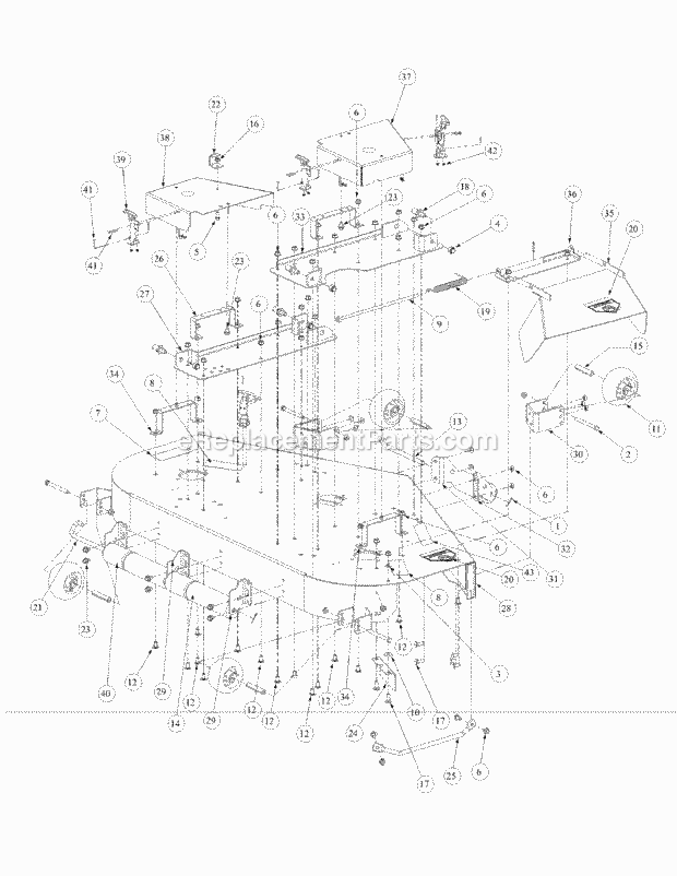 Fabricated Cutter Deck Diagram and Parts List for M48-KW 53AB5DAV150 Cub Cadet Sprayer